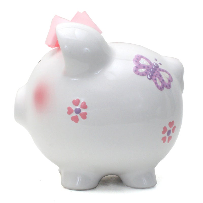 Child to Cherish Ceramic Piggy Bank for Girls, Butterfly - Image 5